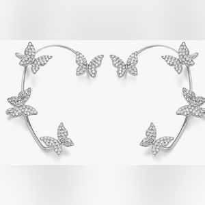 2PCS Butterfly Ear Cuff Earrings for Women Wrap Crawler Earrings No Piercing